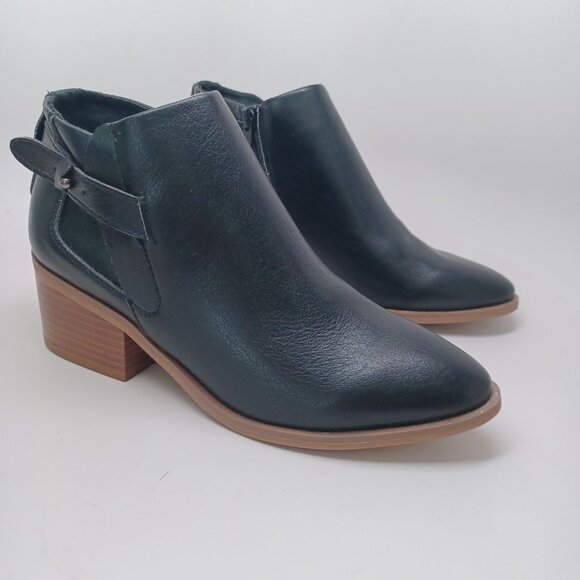A New Day Booties Black Faux Leather Side Buckle Zipper Nikki Boots Size 7.5 NEW - Picture 11 of 15